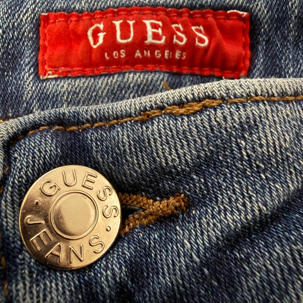 Guess Blue Denim Jeans with Red Logo Patch - Picture 5 of 5